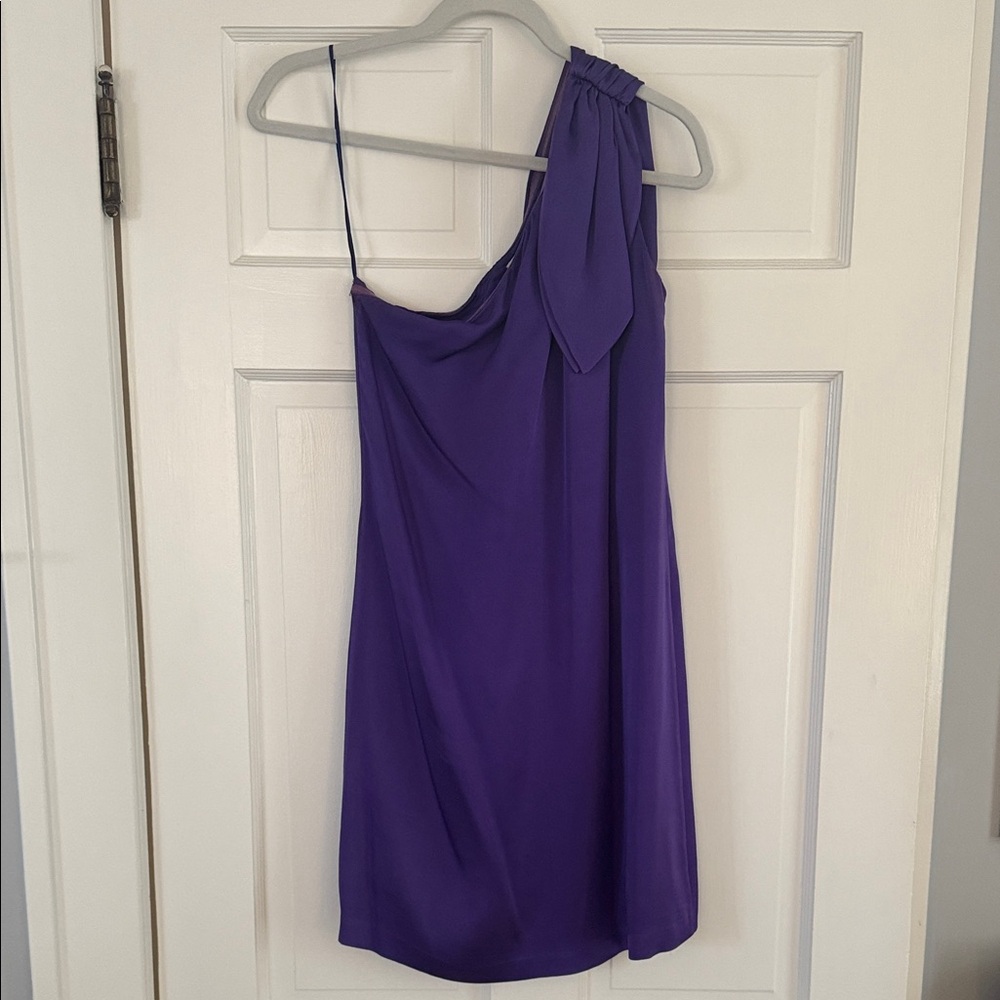 Halston Heritage One-Shoulder Purple Dress